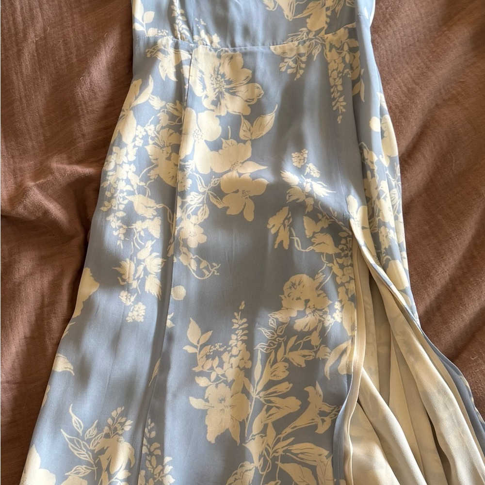 Reformation Blue and Cream Floral Dress